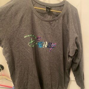 Disney Charcoal Sweatshirt with Sequin Logo